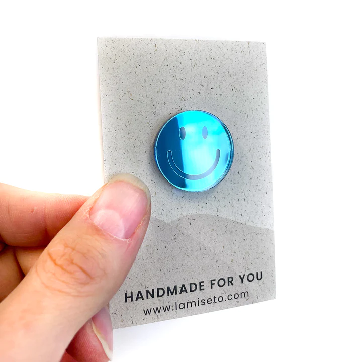 Smiley Brosche Blau - lamiseto