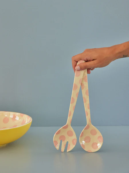 Salatbesteck - Pink Dots  - Rice 