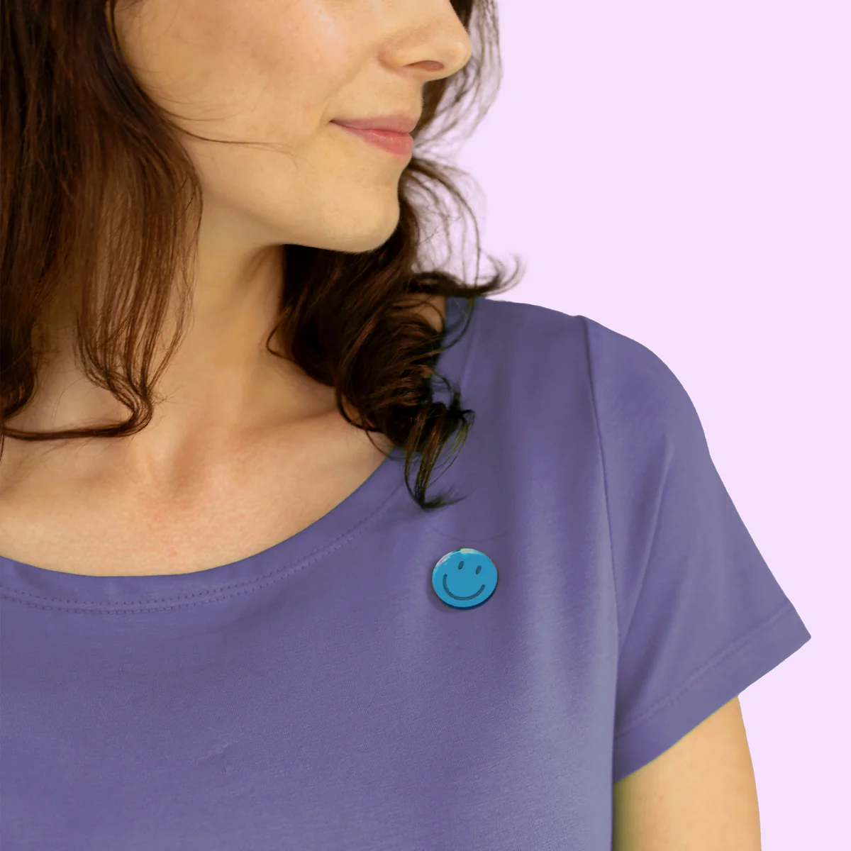 Smiley Brosche Blau - lamiseto