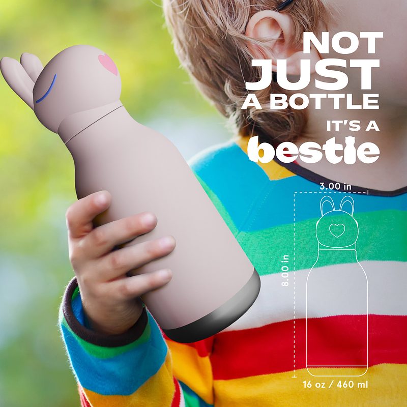Bestie Kinder Trinkflasche  rosa Hase - ASOBU