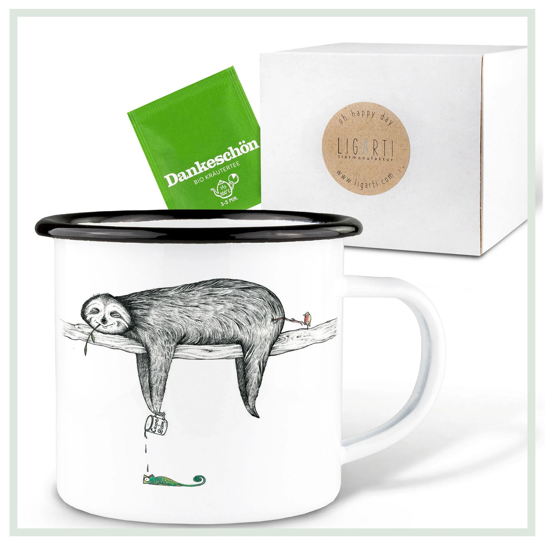 Emaille Tasse Faultier - Ligarti