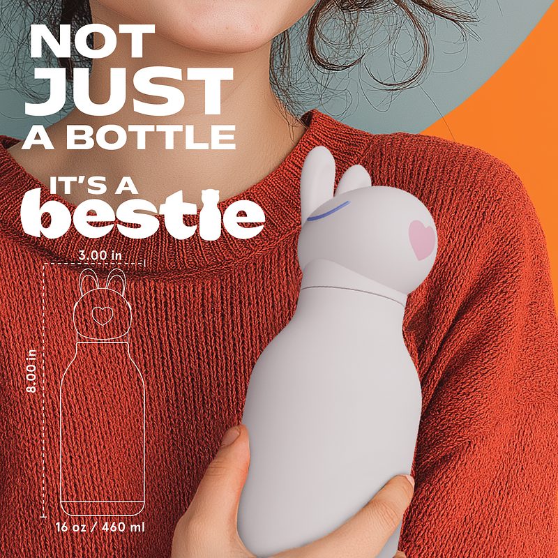 Bestie Kinder Trinkflasche  rosa Hase - ASOBU