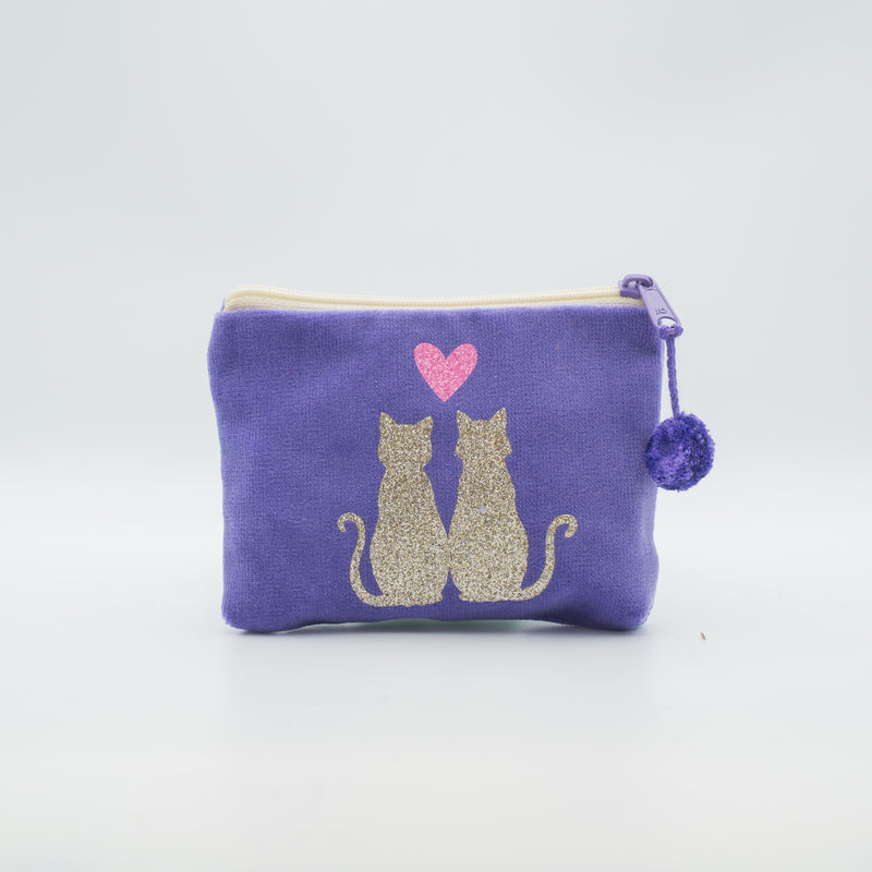 Kosmetiktasche Mini Katzen - Flieder Silber - Frau Heidelberg  