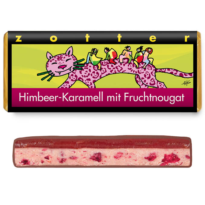 Himbeer - Karamell mit Fruchtnougat - Zotter 