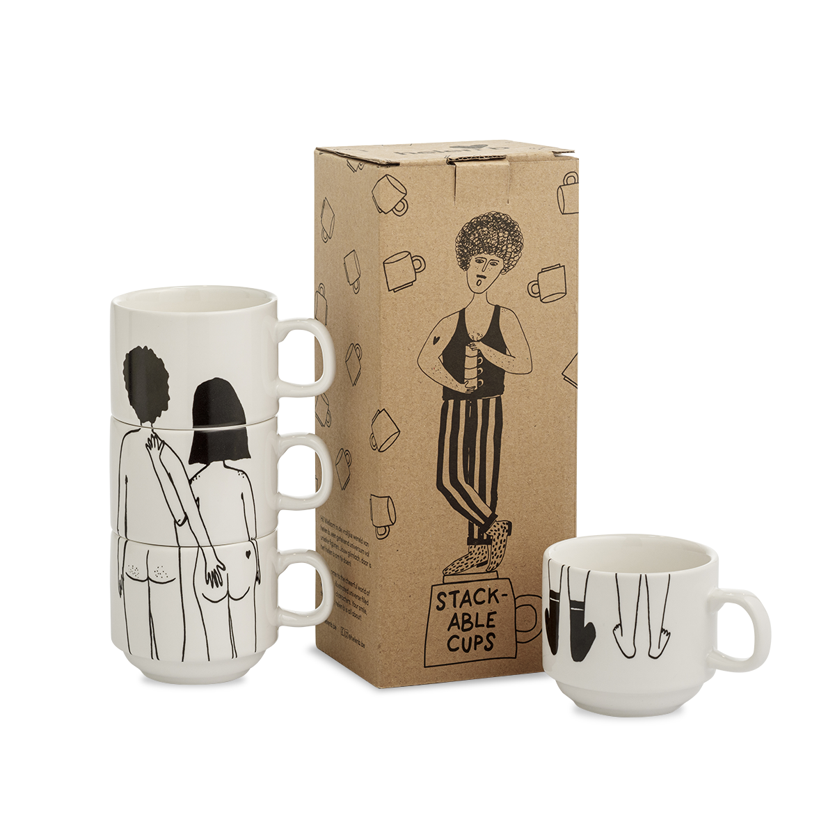 Stapelbare Becher naked couple back (4er Set) Helen B  
