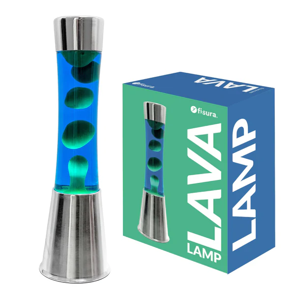 Lavalampe Chrom - 39,5 cm -  grün-blau Fisura