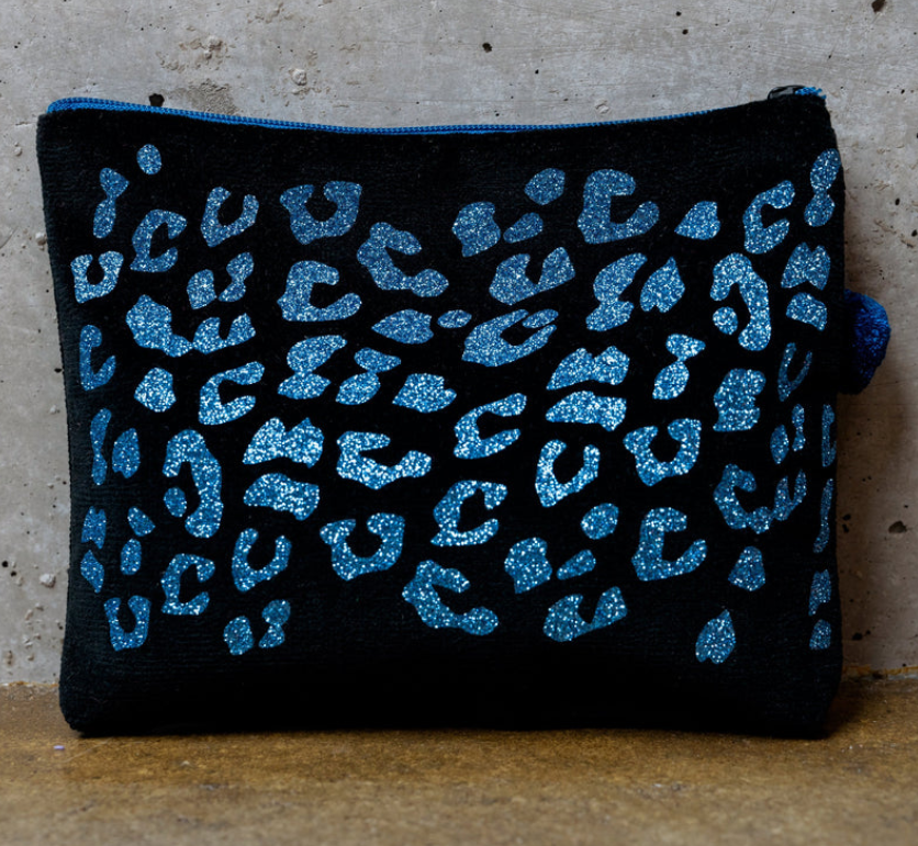 Kosmetiktasche Medium Leo - schwarz-blau - Frau Heidelberg