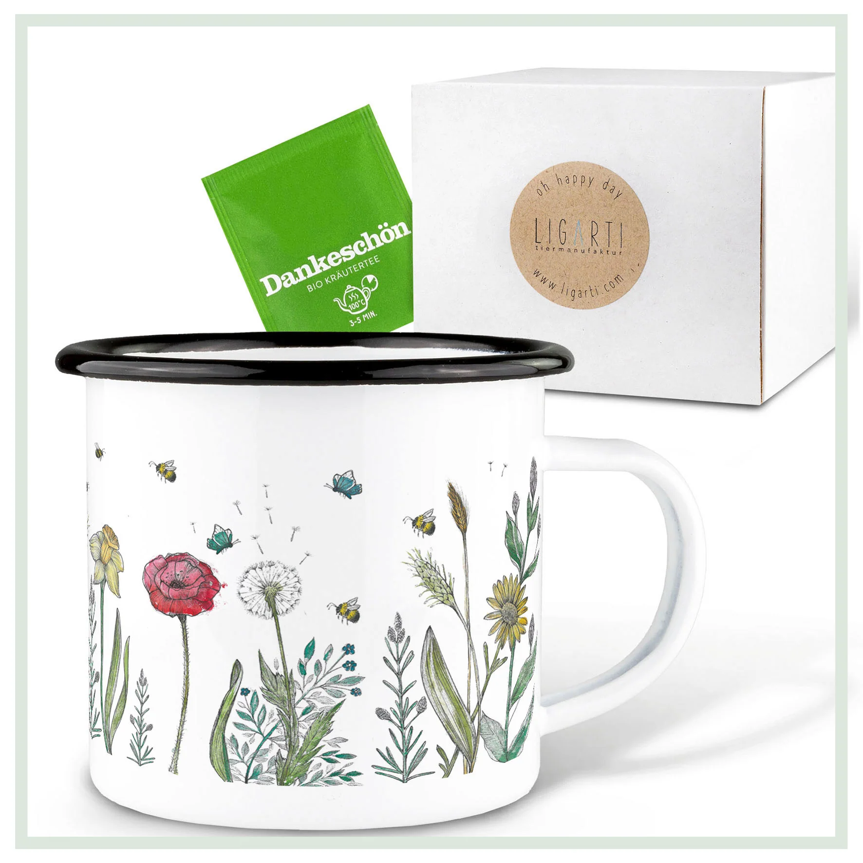 Emaille Tasse Blumenwiese  - Ligarti