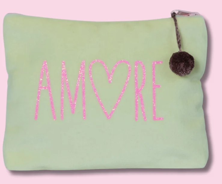 Kosmetiktasche Medium Amore - hellgelb-neonpink - Frau Heidelberg 