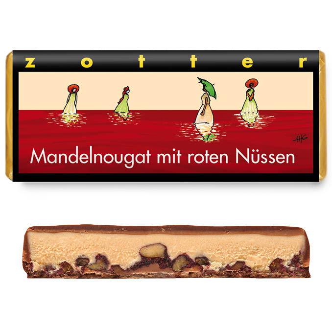 Mandelnougat mit roten Nüssen - Zotter