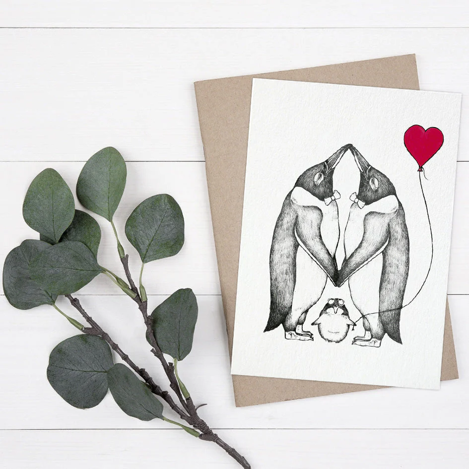 Postkarte Pinguine schwul Ligarti  